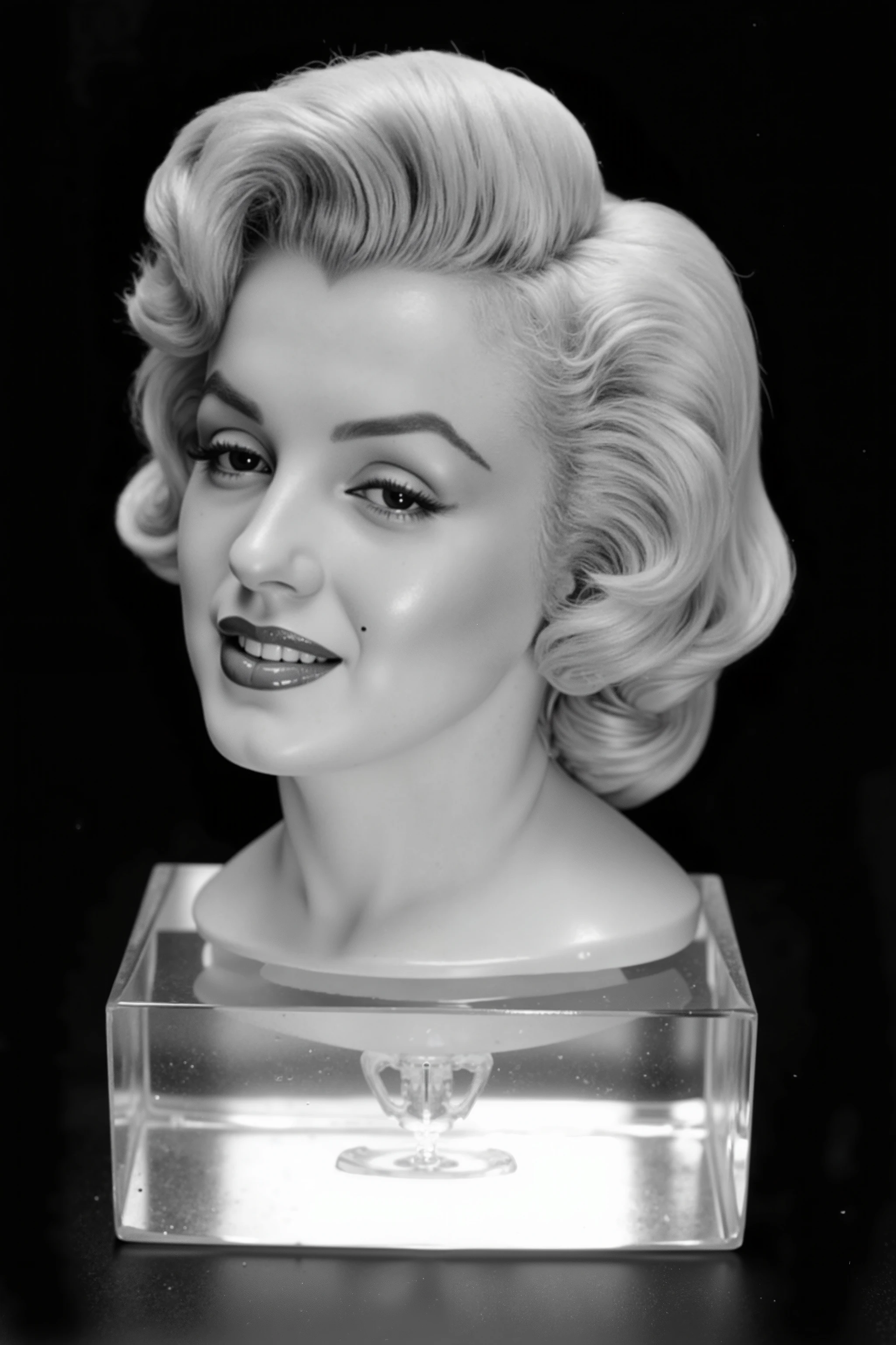 Marilyn Monroe's exact likeness is professionally sculpted out of a single piece of translucent quartz crystal. Beautiful and life like it is life size with her exact measurements. R.I.P. Marilyn Monroe 6/1/1926 - 8/5/1962