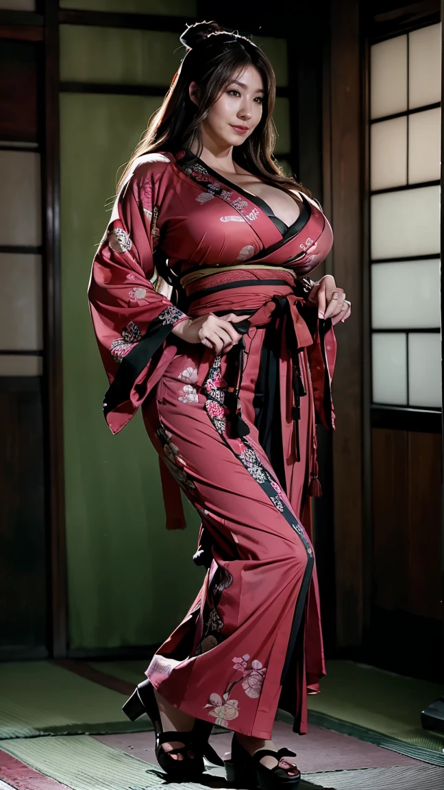((masterpiece(:1.4),Highest quality,Ultra-high resolution,Highest quality,8k,Very detailed,In detail))。night,Japanese,(Beautiful woman),slim,Large Breasts(1.6),sexy,glamorous,Golden Ratio Style,Perfect Style,Flashy gal makeup,Red Light District,Bedroom,Oiran,Prostitute,Sunny day clothes,uchikake,Gold brocade,((Gorgeous kimono)),Tie the cutting board belt in front,Tying up hair,hairpin,hair ornaments,Gorgeous costumes,Beautiful standing posture,before,