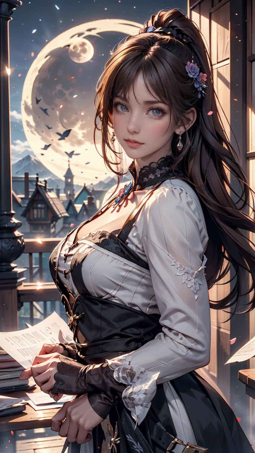 high details, best quality, 16k, RAW, [best detailed], masterpiece, best quality, (extremely detailed), full body, ultra wide shot, photorealistic, dark fantasy art, goth art, RPG art, D&D art, a picture of a dark female fairy resting in a flower meadow, extremely beautiful fairy, ultra feminine (intense details, Masterpiece, best quality), best detailed face (intense details, Masterpiece, best quality), having wide butterfly wings butterfly_wings, spread butterfly wings (intense details, Masterpiece, best quality: 1.3), (purple: 1.5) colors wings (intense details, Masterpiece, best quality), (dark red) hair, long hair, shinning hair, flowing hair, shy smile, innocent smile, (blue: 1.3) eyes, dark blue lips, wearing (white: 1.3) dress latex corset (intense details, Masterpiece, best quality), dynamic elegant shirt, chocker, wearing (red: 1.3) high heels, in various shades of red colored flower meadow (intense details, Masterpiece, best quality), (red flowers: 1.2) , (black flowers: 1.2), (white flowers: 1.2), (blue flowers: 1.3) [extreme many flowers] (intense details, Masterpiece, best quality), dark colorful flowers (intense details, Masterpiece, best quality), flower meadow in a dark goth field background, night time, moon rising, dim light, cinematic light, High Detail, Ultra High Quality, High Resolution, 16K Resolution, Ultra HD Pictures, 3D rendering Ultra Realistic, Clear Details, Realistic Detail, Ultra High Definition, #chinese cloth, dungeons and dragons, DonMDr4g0nXL