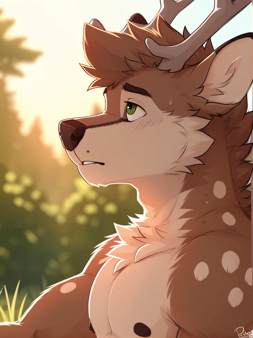 man, green eyes , Looking up , lobo, deer, , NSFW, De Pache Riggs