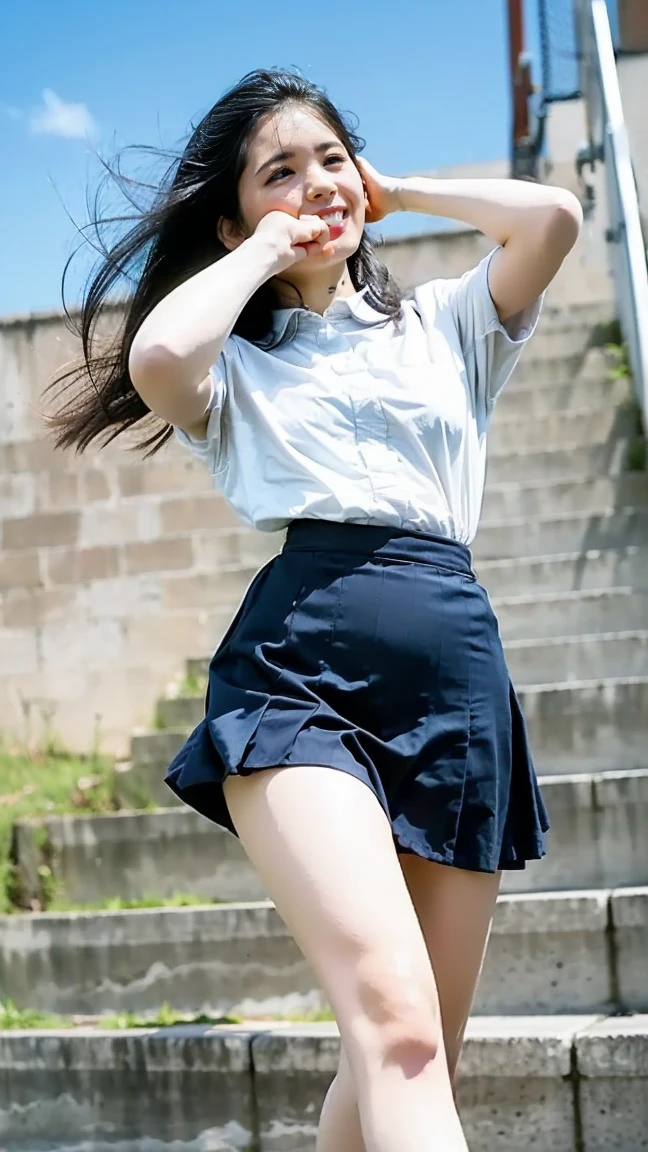 top-quality、hight resolution、ultra-detailliert、masterpiece、Raw photography:2、realisitic:2、Photorealsitic:2、extremely delicate and beautiful、finely detail、Textured skin、1girl in、japanes、(Solo)、full-shot、(Sky from below:1.3)、18-year-old schoolgirl、(Shibuya at night in Japan)、Park Street sidewalk、japanese hight school uniform、darkblue miniskirt、(beauitful face:2)、Wearing makeup、tall、perfectly proportions、(Bare legs:1.5)、(I'm showing my panties:1.5)、(White panty:1.5)、(Do not take off your panties 1.5)、(Do not take off your skirt:1.5)、(At SFW:1.5)