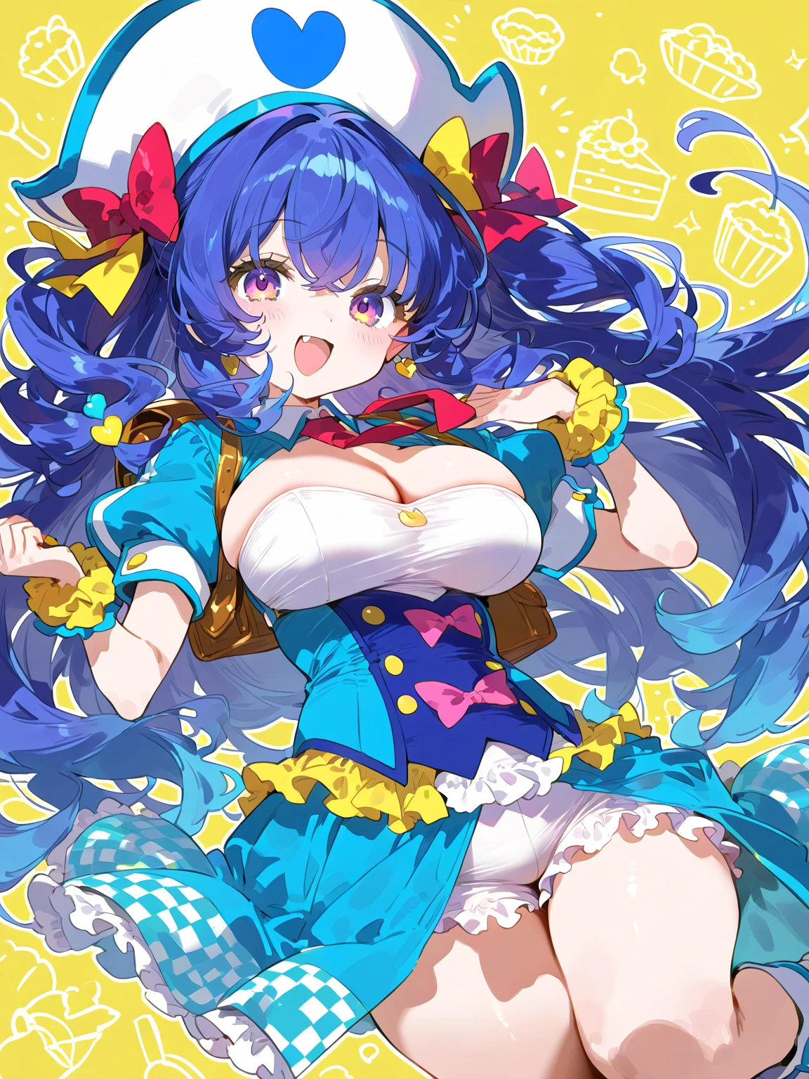 masterpiece, best quality, masterpiece,1girl,solo,(gigantic breasts),cute,(big eyes:1.3),thick thighs,wide hips, shortstacks, <lyco:short stack:1.0>, <lora:u149-v4.0:1>, Akagi Miria, short hair, fanart, abstract background, colorful background, paint drops, stylized,