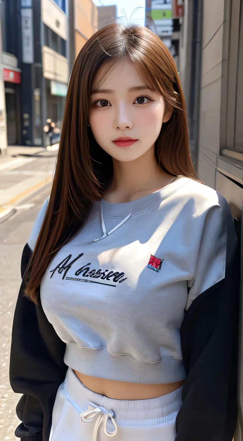 1girl, brown hair, closed eyes,high quality, ultra detailed, masterpiece, realistic, smile