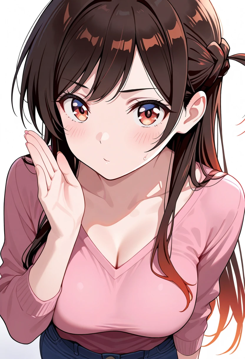 1girl, solo,mizuhara chizuru, white background,,masterpiece, best quality, amazing quality, very aesthetic, absurdres ,optimal quality,ultra detail,high quality