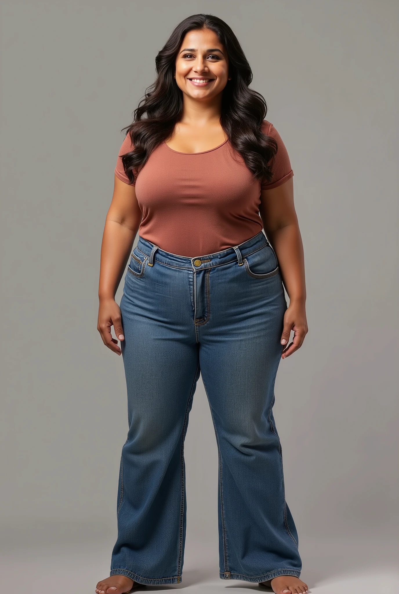 1woman,fullbody,(masterpiece:1.5),photo-realistic,16k,(beautiful 40s japanese plump lady:1.4), (danshitoire, syobenki, koshitsu:1.4),(frilled blouse:1.5),(jeans:1.3),(sandals:1.1),(handing on wetting crotch with both hands:1.4),(whimpering:1.4),(panicking:1.5),(crying:1.5),(wetting:1.7),(dripping pee:1.4),,brown straight medium hair,black eyes,makeup,lipstick,eyeliner,mascara,eyeshadow