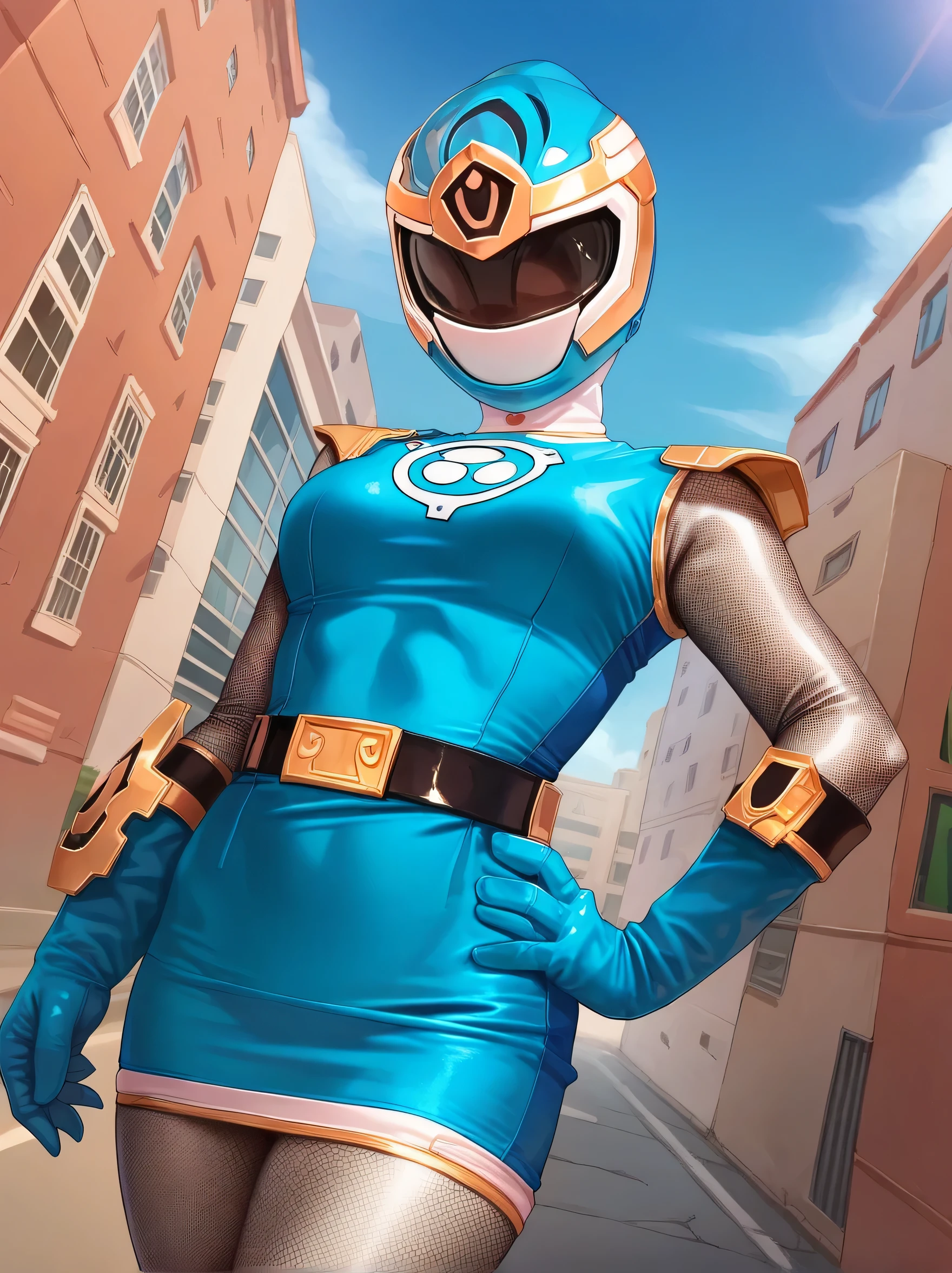 ((1 chica en)), solamente, ((Casco integral sin cara ni pelo expuestos.)), Hurricane Blue, (Thick, intricate lines drawn on the chest), Lines on the sides of the suit, a belt, El traje es azul con guantes largos y botas blancas.,Ultra minifalda,Balancines, (Casco y traje muy brillantes), Casco tridimensional,Equilibrio perfecto,fondo de pantalla CG Unity 8k altamente detallado, Perfect lighting, Masutepiece,La mejor calidad, 超A high resolution,4k,Ultra detallado, Cinematographer, 8k, NFFSW, high resolusion, absurdos:1.2, Kodak Portra 400, Film grain, Destello de lente,profesional photography, ((Anatomically correct)), al aire libre,bosque,(Postura de lucha, If you are posing, Kung Fu Action, Dynamic Angle, batalla:1.3),senos grandes,Pezones erectos,Cameltoe,piernas abiertas,desde abajo,(Disfraz rasgado:1.3),(See Through the Nipples:1.2)