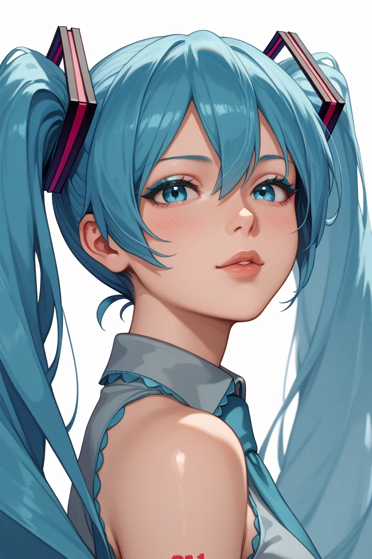 a cute hatsume miku in a sexy blue and white striped bikini, beautiful detailed eyes, beautiful detailed lips, extremely detailed eyes and face, long eyelashes, detailed skin, photorealistic, highly detailed, 8k, best quality, masterpiece, vibrant colors, natural lighting, colorful, soft lighting