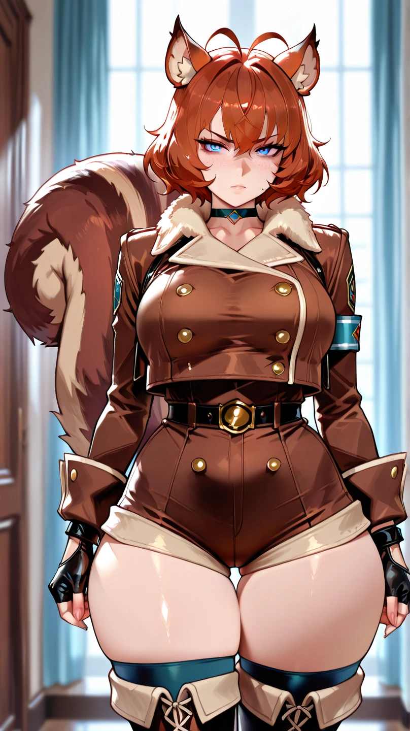 NSFW,One girl, Portrait of a beautiful donkey pex, Athletic ability, compensate, Cleavage, Wide Hips, open pussy,Highest quality, masterpiece, Intricate details, Tone Mapping, Sharp focus, Super detailed, Trending on Art Station, Realistic anime,Steampunk,Inspired by Richard Avedon, ,Black,skin,Dieselpunk Policewoman, Redhead woman, Girl in suit, Complex fashion clothing,Beautiful female soldier,Trousers half removed,Slipped pants,Micro Lingerie,blush,Surprised,pussy juice