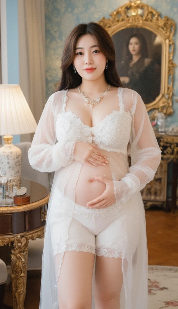 potrait of pregnant women, 23 years old, top view, lying on the floor, restless, masturbation, open her legs, beautiful face, long hair, wearing hijab and lingerie, very horny, put vibrator, sex toys, playing nipple until wet in the floor, climax, wet vagina, absurdres, RAW photo, extremely delicate and beautiful, masterpiece, Best Quality, ultra high resolution, 32k, hyperrealistic, ultra-detailed, perfect anatomy, perfect figure, super Detailed skin, Very detailed CG 8k wallpaper, pregnant, narrow waist, very small head, very small face, delicate facial features, earring, thin legs, (perfect breasts:1.3)