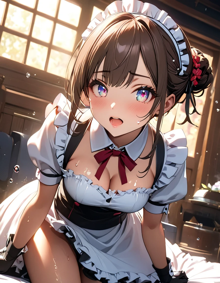 (Highest quality, High resolution, 8K, masterpiece: 1.2), (Realistic, Realistic: 1.3),High refractive index:1.2, Film Grain, Blurry bokeh:1.2, Lens flare, 1 Girl, (Bright colors:1.2), (delicate), (scared, Watery eye, surprised)))), ((In the boxに横たわる少女, Rounded hair, In the boxの少女)), (Rolled up, From the side, From above, Arms tied, arms on the back), Short pigtails, Braid, hair accessories, Eye patch, Covered, ((Cover your mouth))), Gagged, big , (Gift Box girl), whole body, bondage, In the box, bandage, Now, ribbon, View your viewers, blush, toy, chest, hair, Christmas, Gift Box, Wrists tied, ribbon bondage, Heavy Cream