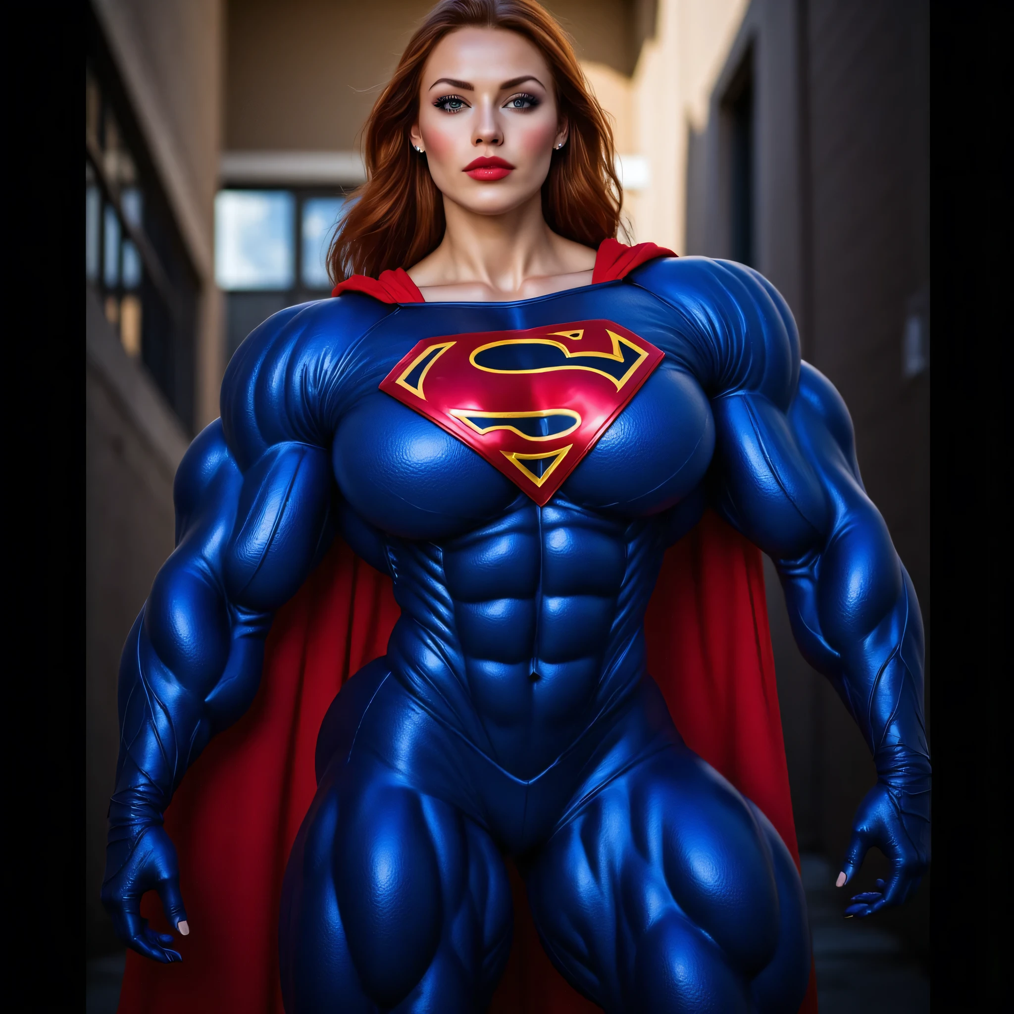 Super girl: A powerful and muscular woman, dressed in a vibrant and stylish superhero suit. Her hair, a rich shade of red, is short and curls around her shoulders. Her face is angular and defined, with determined eyes and a confident smile. Her muscles ripple beneath her suit, showcasing her strength and dedication. (super girl:1.5), masterpiece, ultra high resolution, (muscular:1.6), realistic, solo, (powerful:1.2), best quality, super detailed

Harley queen: A thoroughly intimidating and virile woman, clad in her iconic red and black Harley Quinn outfit. Her fiery red hair cascades