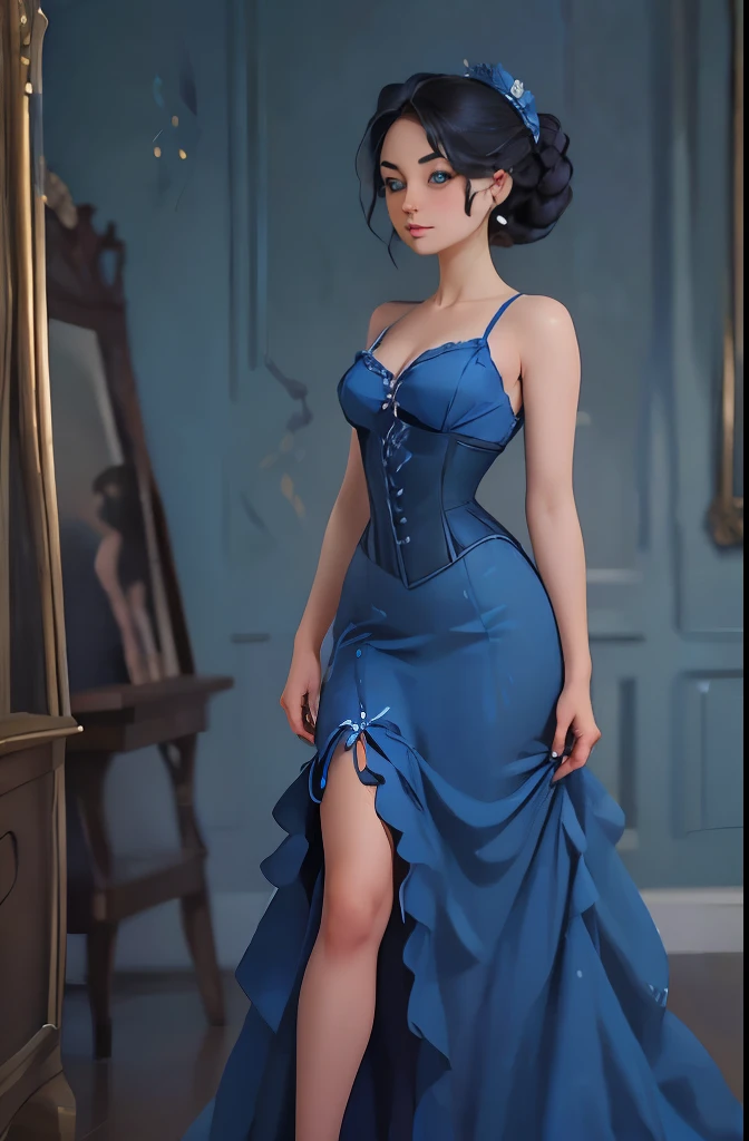 8k, masterpiece, highly detailed, 1girl, black (burlesque dress), <lora:burlesque_dress-1.0:0.8>