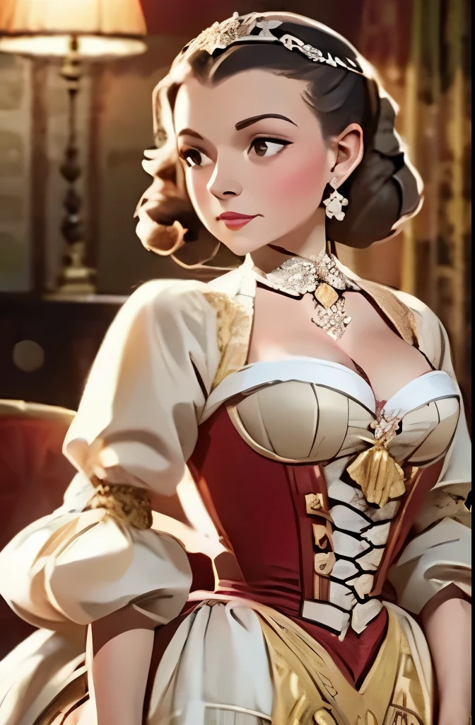 John Tenniel art, frustrated Emma stone, red hair, curls, wearing a stately and elaborate belle ballgown of yellow satin and tulle adorned with large satin poufs, (((huge ribbon bows))), rosebuds, embroidery and jewels, (gigantic breasts:1.3) with (((enormous puffed sleeves))), an hourglass waist, and a (((voluminous crinoline hoopskirt))), (((bustle))), long white gloves, pearl and diamond necklace and earrings, elaborately curled and styled hair
