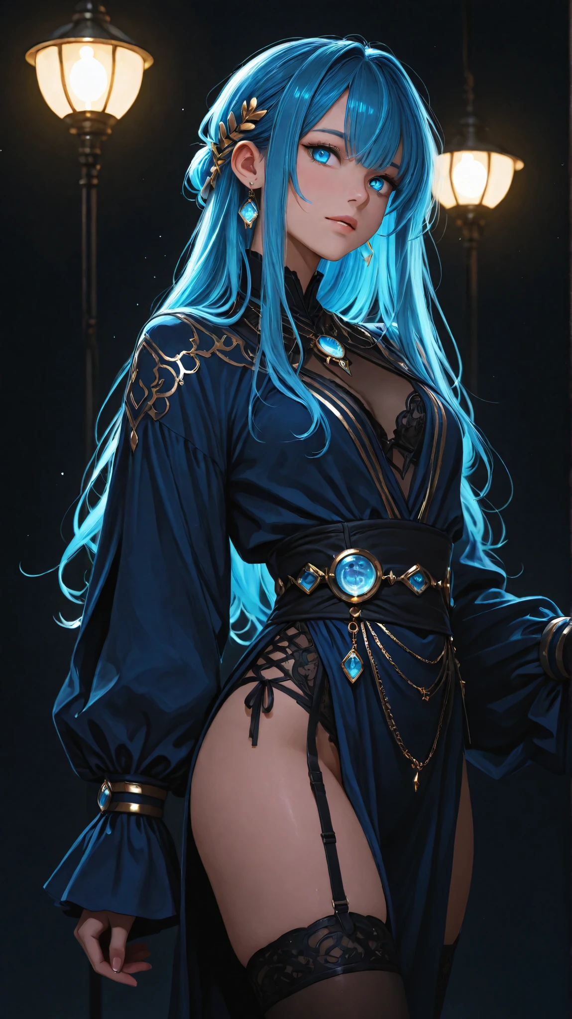 animetoreal,soft light, masterpiece, best quality,high quality,delicate face, realistic,photorealistic,1girl,,shenhe_(genshin_impact), genshin_impact, 1girl, aqua_nails, black_bodysuit, bodysuit, breast_curtain, chinese_knot, clothing_cutout, covered_navel, earrings, gloves, grey_eyes, hair_over_one_eye, hip_vent, jewelry, long_hair, low-braided_long_hair, low-tied_long_hair, nail_polish, partially_fingerless_gloves, shoulder_cutout, tassel, tassel_earrings, toenail_polish, toenails, white_hair,,in kitchen,from below
