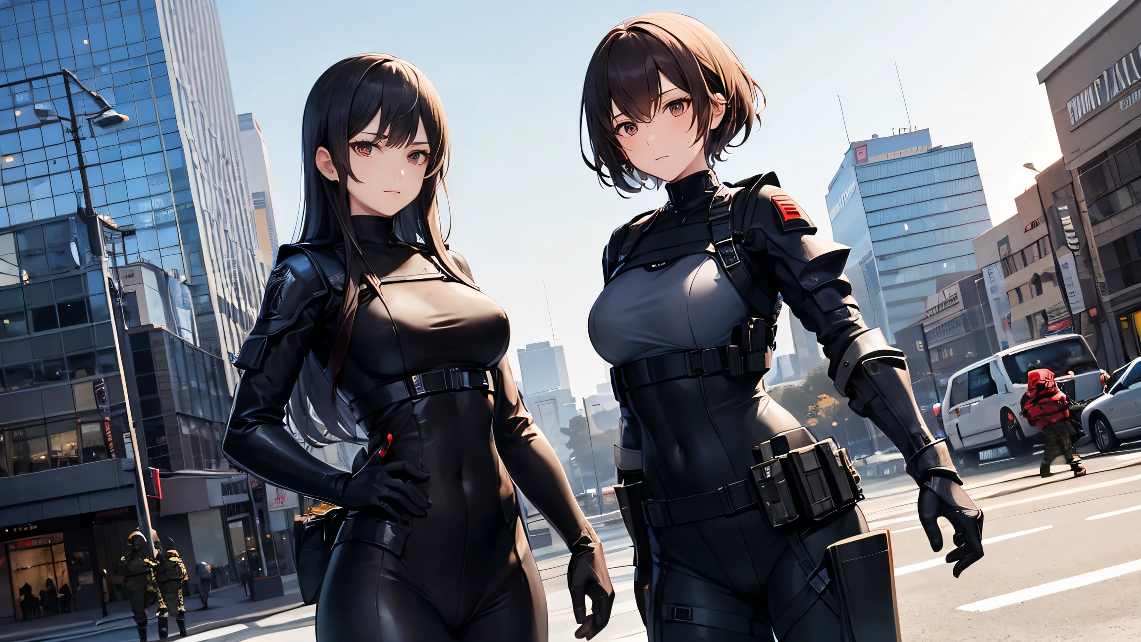 ((highest quality)),(ultra high resolution),(Super detailed),(detailed description),((The best CG)),(best work of art),super precision art,amazing drawing art,(Art with precise details:1.5), (female soldier:1.4),(beautiful and well-shaped face:1.5),(Form-fitting khaki combat suit:1.5),(Harness:1.4),Combat knife:1.6,dynamic pose,dynamic action
