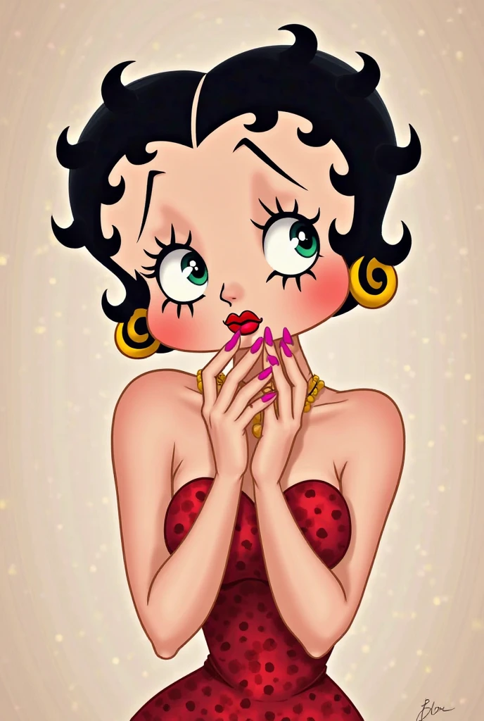 illustration of Betty Boop putting on nail polish