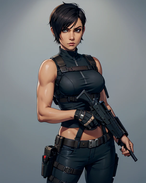 (best quality,4k,8k,highres,masterpiece:1.2),ultra-detailed,(realistic,photorealistic,photo-realistic:1.37),Ami Mizuno as a Mad Max survivor in the Westland,deserted post-apocalyptic world,dusty landscape,harsh sunlight,burning orange sky,gritty and distressed,ripped and tattered clothing,utility belt with survival tools,protective goggles covered with dust,Ami's bright blue hair flowing in the wind,determined and fierce expression,holding a modified high-tech weapon,scanning the horizon for danger,thick layers of dirt and grime on her face and hands,imposing scar across her cheek,distant ruins of a futuristic city in the background,Ami's transformation into a hardened warrior,blending her intelligence and strength,creating an iconic and empowering image,combining anime style with the gritty aesthetics of Mad Max.