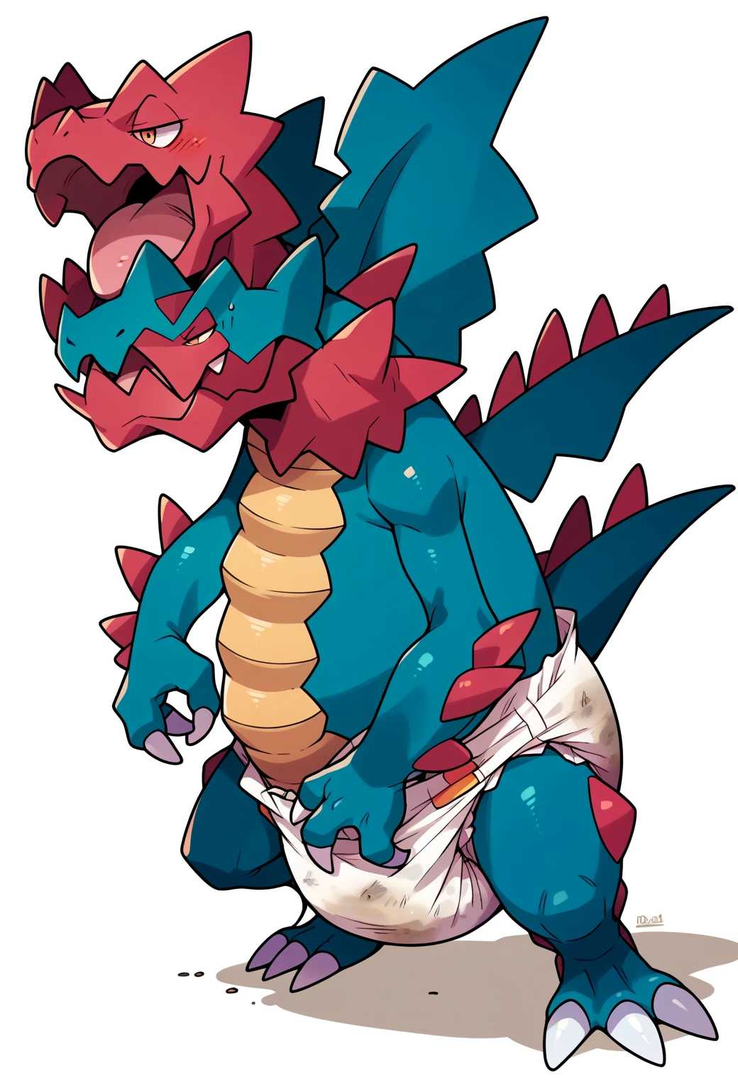 Pokemon Koraidon,vore, squirming, bulging belly, rape face