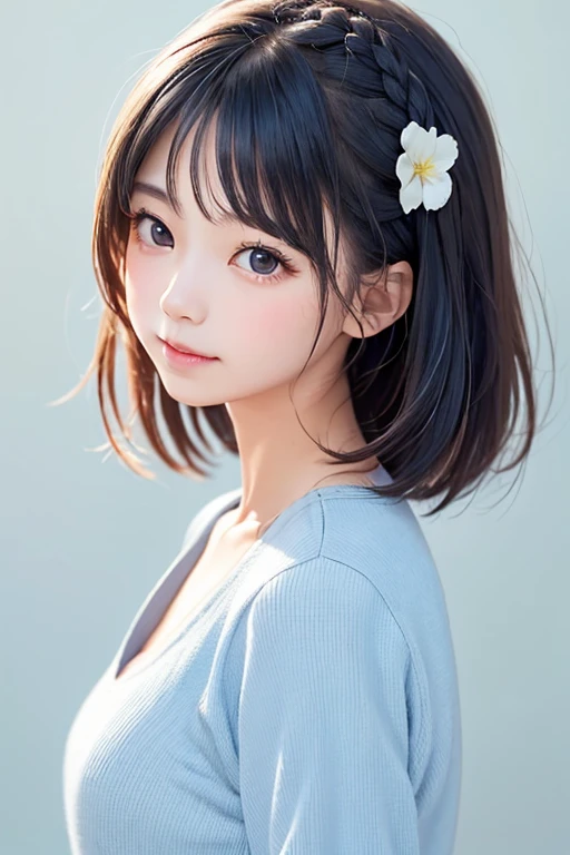 女の子1人、Female about 23 years old、vests、bow、a photo、realisticlying、beste-Quality、adopt、detailed faces、hospital、nurse、detailed back ground、diffuse sunlight、depth of field、bokeh feeling