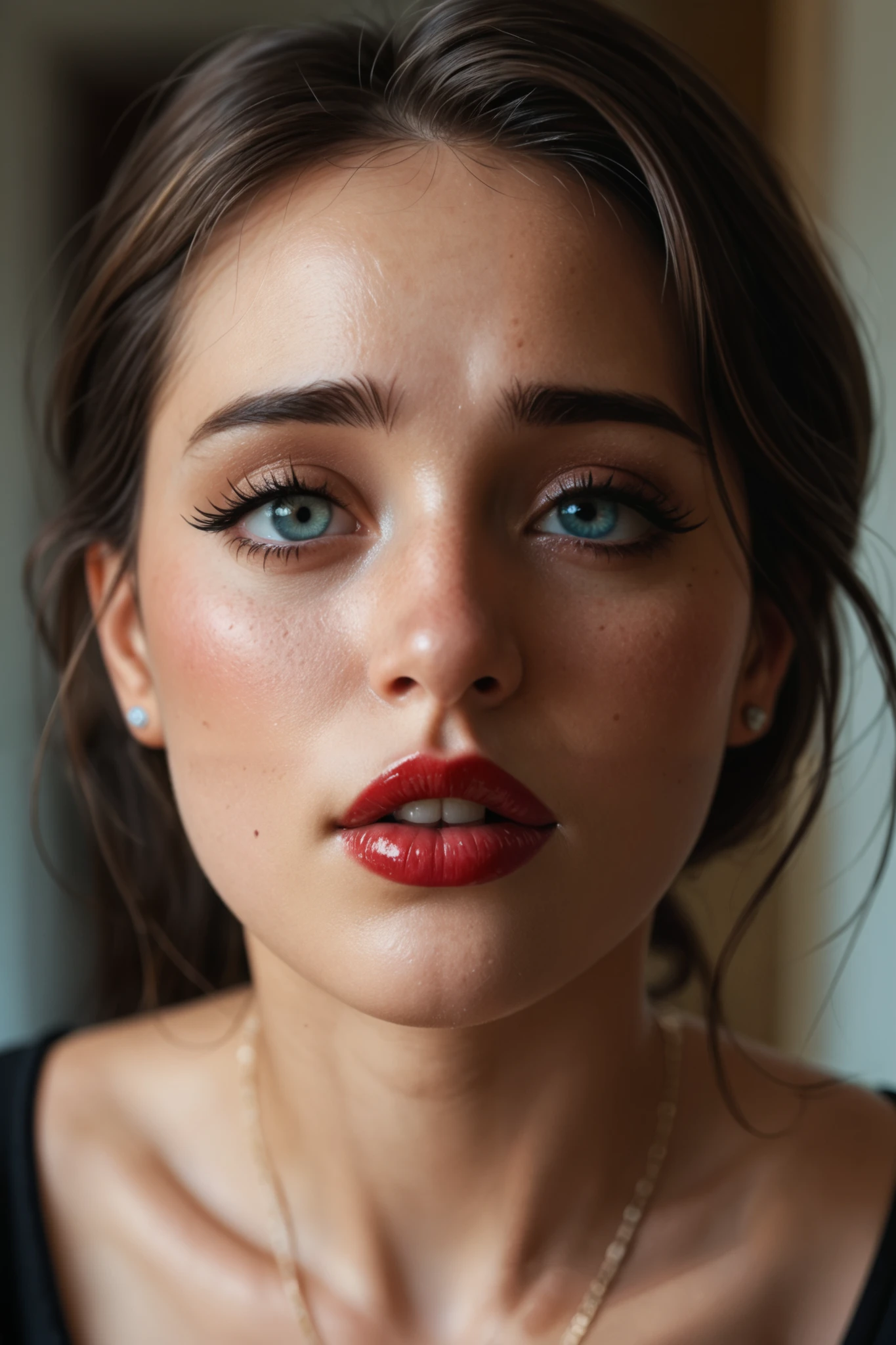 A 22 year old Moldovan sister Marina looks at me sad scared and worried knowing that i am struggling with love.she is beautiful and wears lipstick 