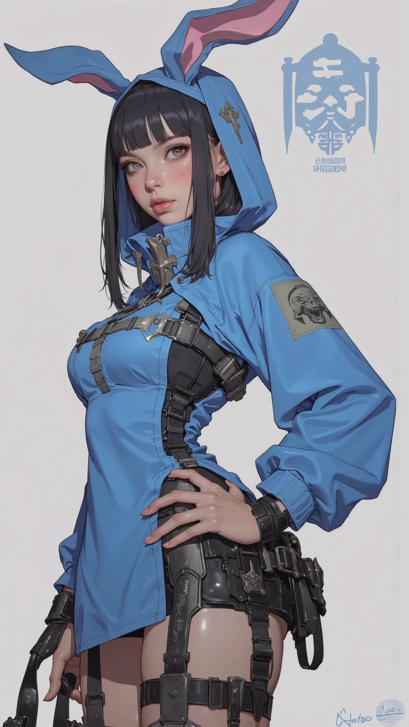 Roman side 、A woman in a blue bunny girl costume is posing, Concept art by Stanley Artgerm, Pixiv, Fantasy Art , portrait of、at the gym, by ruan jia and stanley artgerm, Very detailed terms , Steven Artgerm Lau