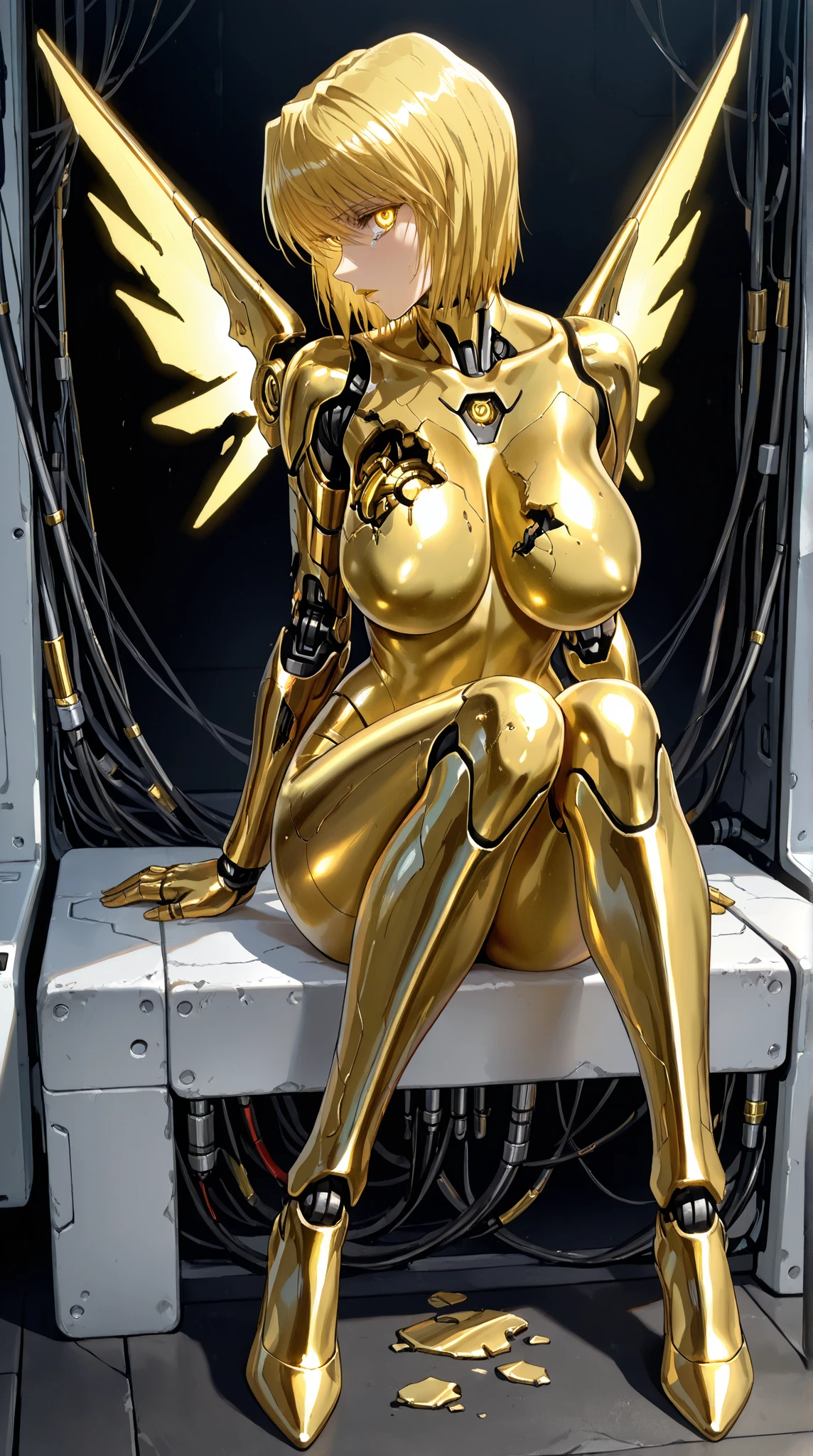 (maximalist:1.5),((((((Metal sculpture)))))),(Lines are curved and smooth:1.2),golden colored,(rainbowing:1.1),abstract sculpture,minimalistic background,Line winding sculpture,(Best quality,ultra - detailed,Best Best Illustration,The best shadow,tmasterpiece,A high resolution,professionalartwork,famousartwork),heavy metal style,Post-industrial style,A futuristic,Delicate curves,Stylized abstract sculpture of beautiful girl,heavy metal style,postmodern industrial style,hyper realisitc,metallic luster,metalictexture ,
(full body)
(((gigantic breasts))) , (((big tits))), ((((curvy))))