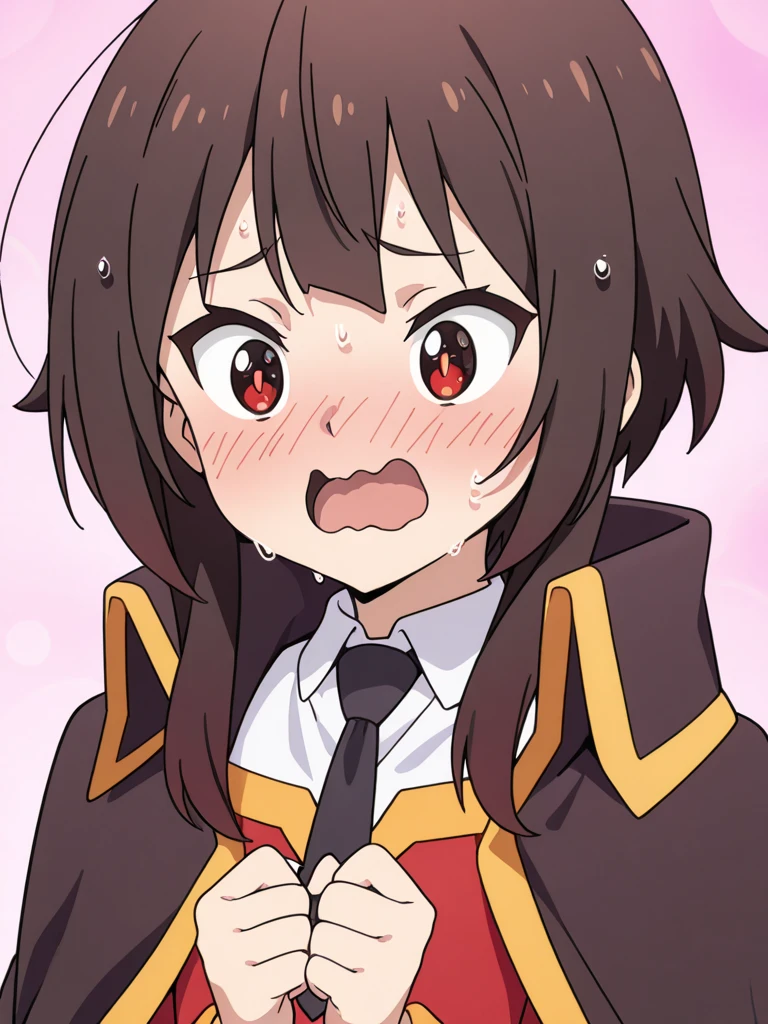 {{{masterpiece}}}, {{{best quality}}}, {{ultra-detailed}}, {illustration}, {{an extremely delicate and beautiful}}, (beautiful detailed eyes:1.6), extremely detailed face, 16k, visual anime de uma jovem mulher, extremamente bonito rosto de anime, anime melhor garota,(High resolution eyes, Beautiful eyes, Light in the eyes), anime face, NSFW, Megumin(konosuba), megumindef, cute face, short hair, black hair, sidelocks, red eyes, medium breasts, BREAK, NSFW, 1boy, 1penis, deepthroat,(fellatio:1.5), girl eating penis, face stained, sucking penis, face focus, cum on hair, (bust shot:1.3), pov crotch