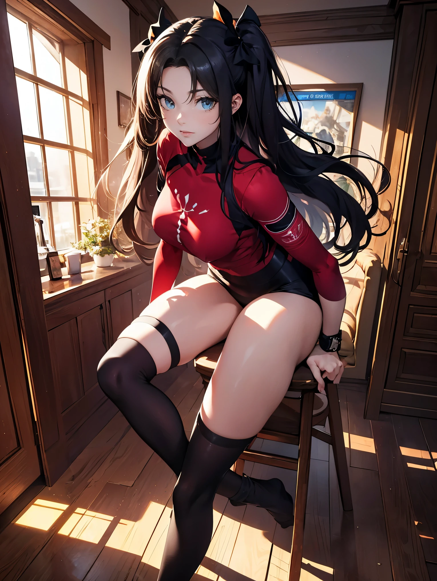 {{masterpiece}}, {{{Highest quality}}},{{Very detailed}},｛Gym waiting roomのベンチに真剣な表情で座っている成熟した女性｝.From the side,　Cowboy Shot,Focus on legs,{{one eye closed:1.4}},　Grit your teeth,Sit hunchback,{{blush}},{{V-shaped eyebrows}},{{Female Fighter}},Small breasts,{{Slender body}},{{Adult woman sweating with fatigue}},A sleeveless red cheongsam with a slit　Long black hair　Black knee socks　　Black arm cover　Fingerless gloves　short boots　Place your hands on your knees　Waist belt　Red pelvic curtain　　Gym waiting room