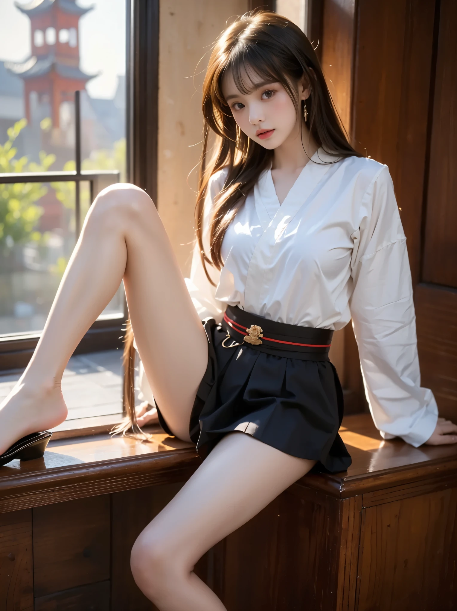 1girl in:1.5、Beautiful slim girl with firm round breasts, Wearing a polo shirt with a short skirt, Transparent, translucent, Spread your legs and lie down on the golf green, Blushing red cheeks, excited, - (Ultra-realistic), (High Definition), (8K), (Highly detailed), (Beautiful detailed eyes), (top-quality), (super detailed), (masutepiece), (Wallpaper), (Detailed face), Solo, girl with, Viewer's Perspective, Details, Anime girl in long costume with detailed face, Dark, deepshadow, Discreet, Discreet, Discreet, pureerosfaceace_v1, Smile, Bust, Transparent underwear, Long legs, Slim waist, Buttocks, Ultra Fine Makeup, Seductive Girl, beautiful and attractive women, Highly detailed artgerm, Aerial view.