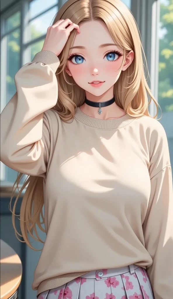 (8k, RAW photo, 最high quality, masterpiece:1.2), High-definition RAW color photo, Professional photo shoot, cinematic light, alone, (((young woman))), (Sharp features), (small face), (high detail skin:1.2), cute face, beautiful appearance, long eyelashes, (rainbow colored hair, Blue eyes), large breasts, (slim body shape:1.4), Highly detailed face and skin texture, fine eyes, double eyelid, look sideways, in motion, ((long hair, blonde hair, asymmetrical bangs, wavy hair)), slender body, ((open your mouth and smile:1.2)), normal hip joint, cowboy shot, (((spread your legs:1.2, Preparatory exercise:1.2))), (((tight black shirt:1.5, pink thong:1.5, Seductive thighs))), Sunny Beach background, staring eyes, beautiful skin, shiny skin, perfect fingers, five fingers, anatomically correct, background bokeh, high quality, surreal, bright colors, ((very detailed, photo shoot)),