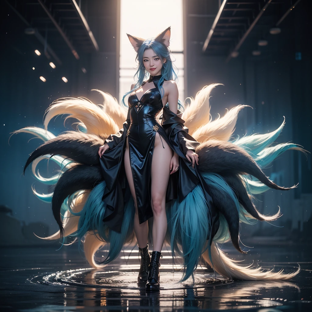Masterpiece, ultra detail, super detail, very detailed, ultra detailed, one, (1 female fox), Japanese, She is in a detailed long closed golden yukata and in an elegant pose, super mature, tall, mom, mature mother, super long hair, straight hair, bright gold hair and straight bangs, bright gold fox ears, bright gold nine fox tails, beautiful, charming, super gold eyes, hot look, elegant, little breasts, mall breasts, neutral face, calm atmosphere, she is against the background of Japanese themes.