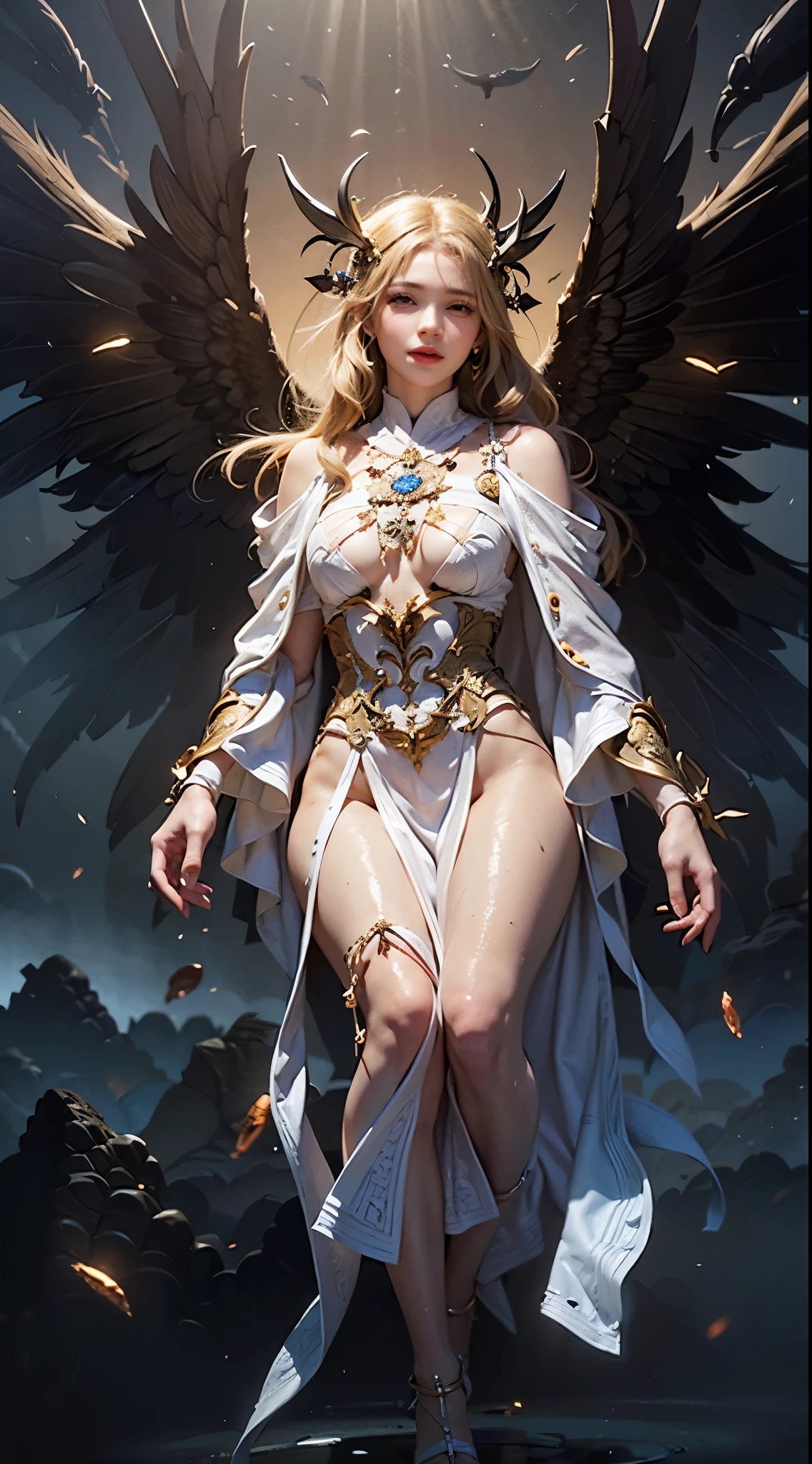 Beautiful woman in intricate Avant-Garde and Sculptural Outfit