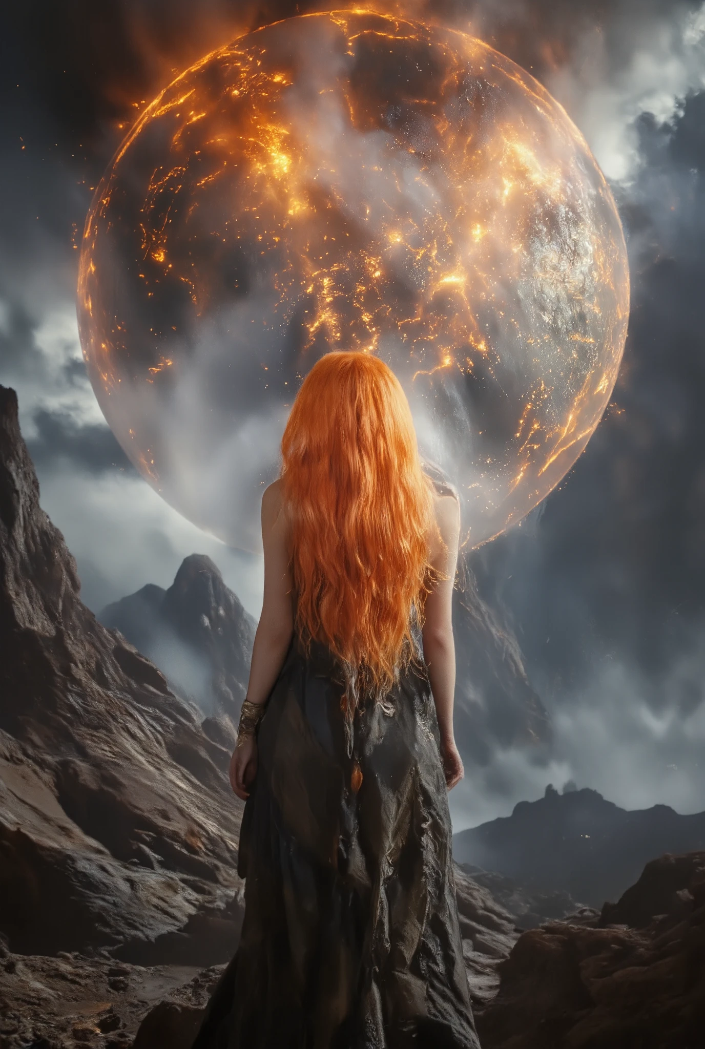According to a supercomputer analysis, a "triple whammy" effect will cause Earth's next major extinction, which is expected to occur in 250 million years. In this scenario, a supercontinent forms, resulting in intense heat, higher CO₂ levels from volcanic eruptions, and stronger sunlight. It would be difficult for mammals, including humans, to survive under such circumstances. Even though humans will probably go extinct, some land might still be habitable. An orange-haired godesses comes down from a big spaceship