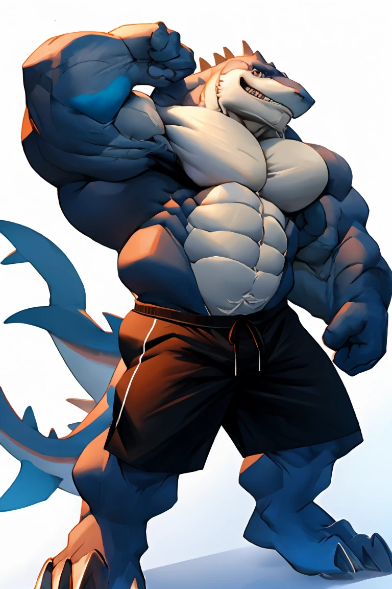 Muscular and hairy shark , Sunglasses, in a swimsuit