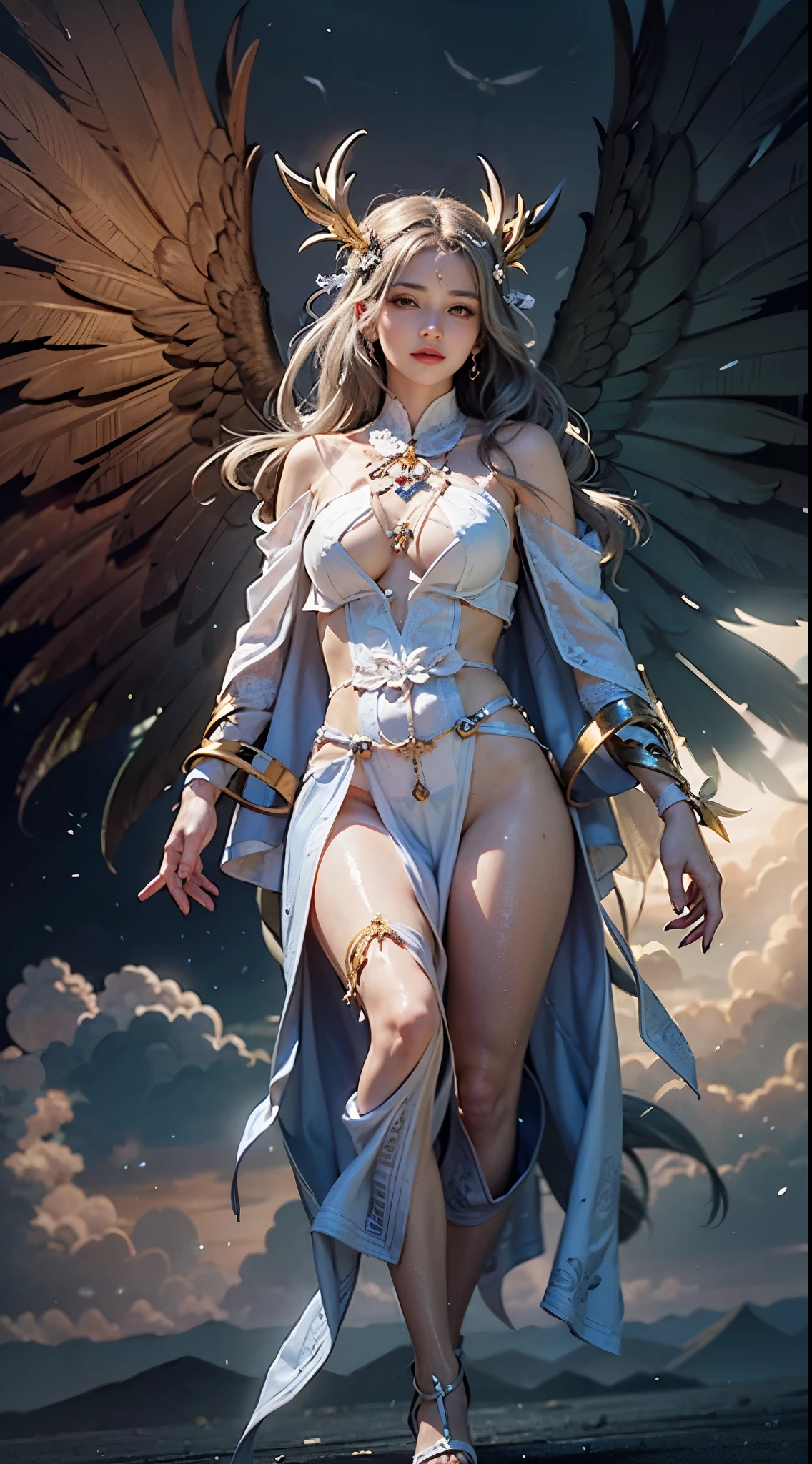 tmasterpiece，A high resolution，8K，CG animation，The image of an angel in Western mythology，Woman with wings