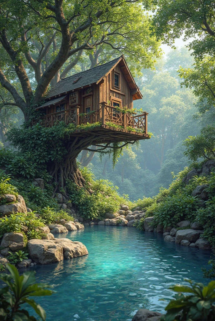 Treehouse in the middle of the forest with pool