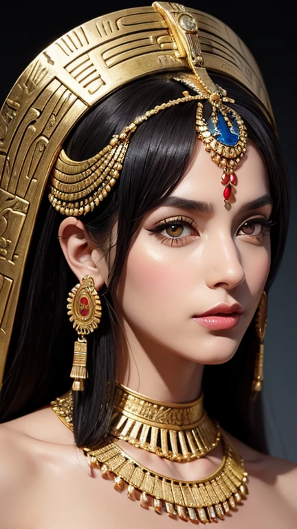Close-up of a woman wearing a headdress and feathers, cleopatra portrait, beautiful cleopatra, ３ｄ, goddess, portrait, アステカ王女のportrait, goddessとしてのナタリー・ポートマン, cleopatra, 映画のgoddessのクローズショット, egyptian princess, goddessのクローズアップportrait, zbrush art, surreal fantasy art, Black Emma Watson becomes Egyptian, realistic digital art,raw photos, Shapuri, by lee jeffries nikon d850 film stock 写真graph 4 kodak portra 400 camera f1.6 lens rich colors hyper realistic lifelike texture dramatic lighting unrealengine trending on artstation cinestill 800,(((dynamic angle, full body)))