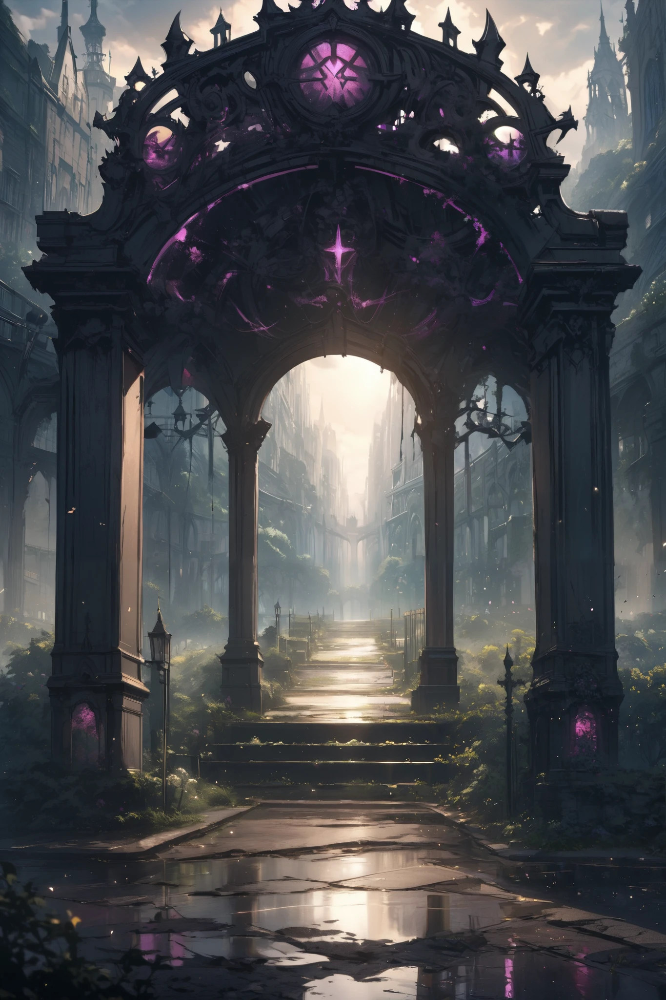 gates opening the view to the overlord park
