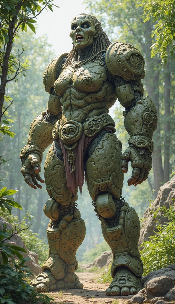 Top image quality, masutepiece, 超A high resolution, A huge stone statue is rampaging, Shake the club, Stone statue of a big man, Wearing only underwear, angry expressions, Destroy buildings, Stone statue color brown,Huge stone statue、 The skin of a big man is made of rocks、Cudgel in the hand of a stone statue