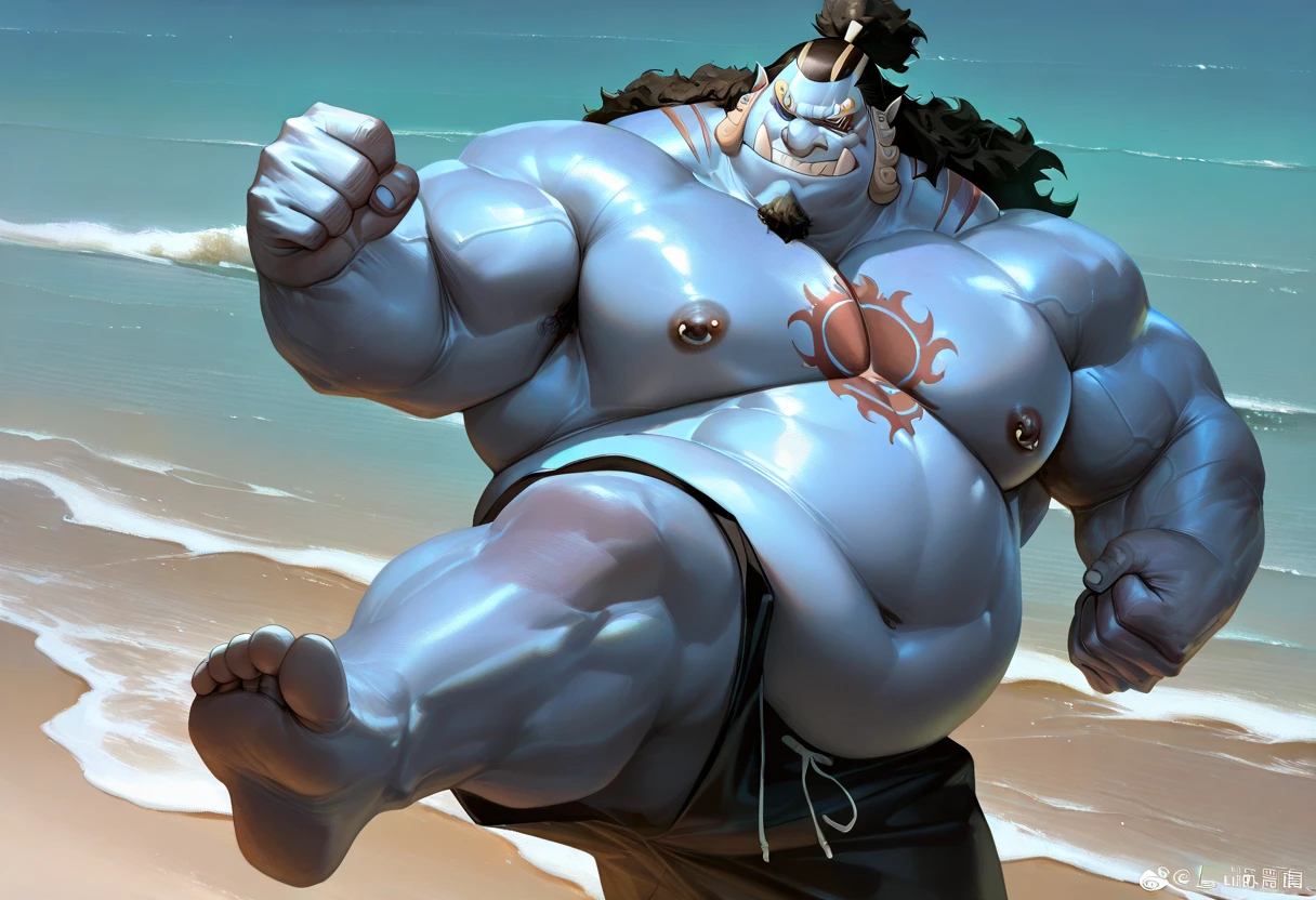 there is a statue of a man with a large body in a pond, high detail iconic character, inspired by Yue Minjun, fine details 8k octane rendering, 4k concept art and hyper realism, super detailed render, ultra detailed game art, heavy gesture style closeup, hyper detailed digital art, muscular character, arnold maya render, sf 5 ink style