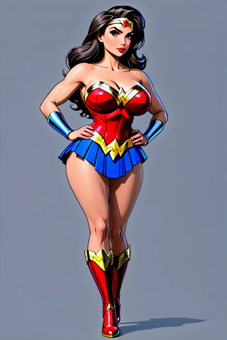((Full body photo, standing, feet on the ground)) a 20 year old American woman wearing wonder woman outfit, athlete's body, beautiful body, standing, beautiful Arab princess wearing gladiator outfit
