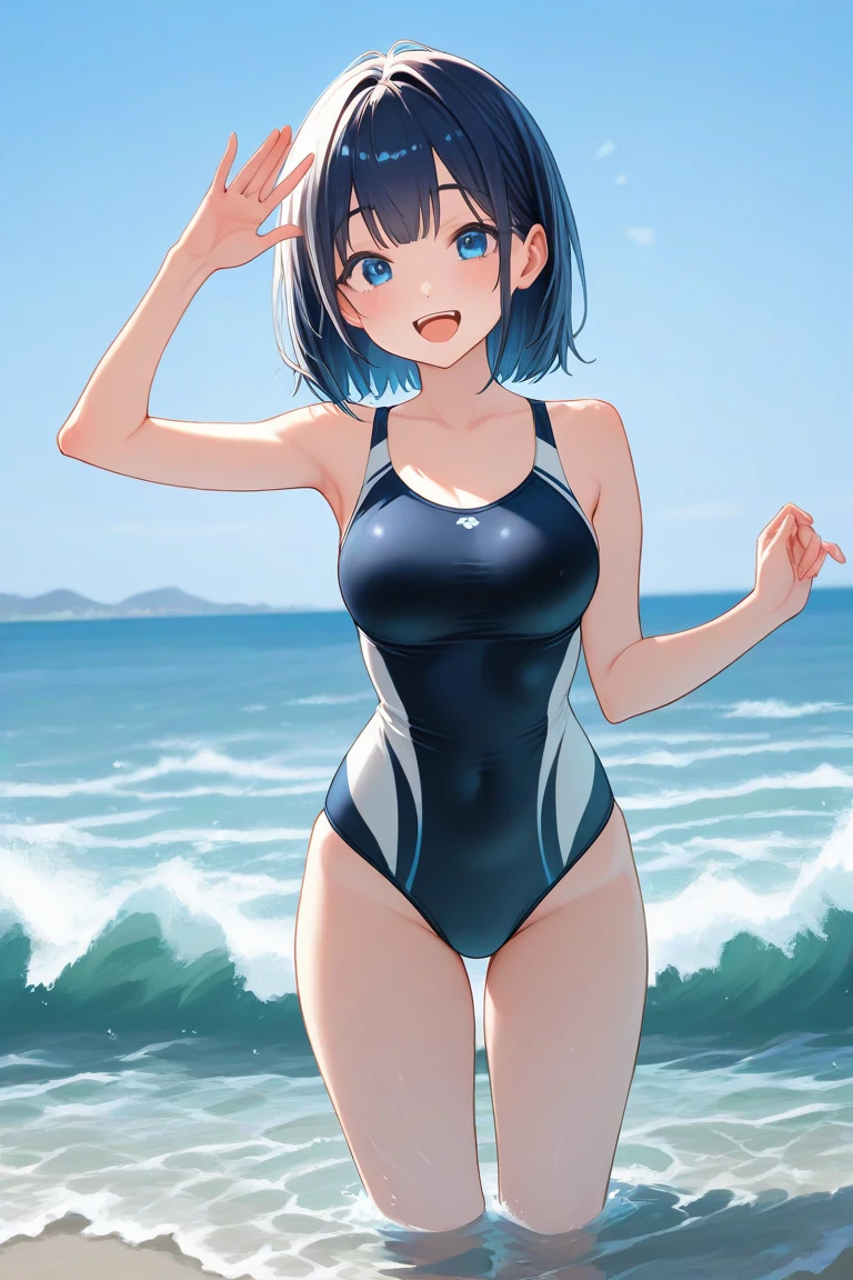 competition swimsuit、Youmu、barefoot、smile