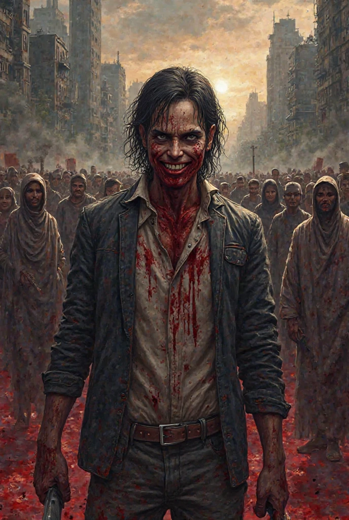 portrait full body Zombie, wandering through the city, very beautiful zombie, ripped clothes, bloody , city square, by gaston bussiere, greg rutkowski, yoji shinkawa, yoshitaka amano, tsutomu nihei, donato giancola, tim hildebrandt, oil on canvas, trending on artstation, featured on pixiv, cinematic composition, extreme detail, metahuman creator