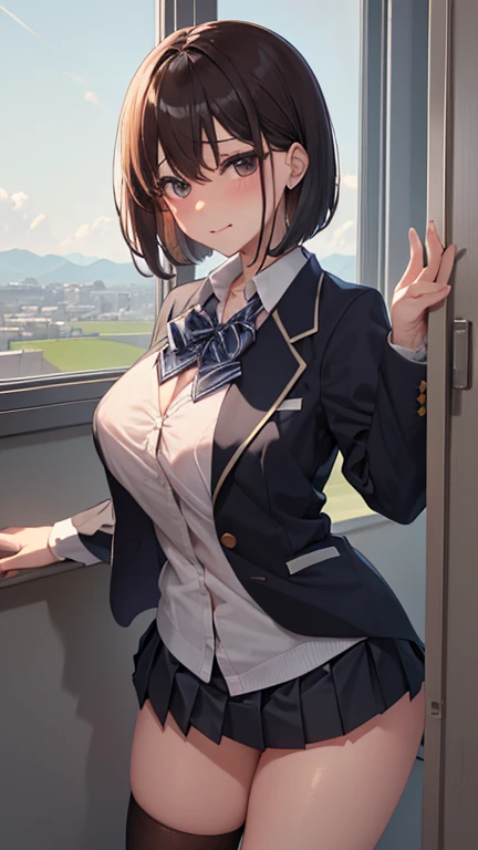 (masterpiece:1.3, top-quality, ultra high resolution, ultra detailed), (realistic, photorealistic:1.4), beautiful illustration, perfect lighting, natural lighting, depth of fields, portrait,
beautiful detailed hair, beautiful detailed face, beautiful detailed eyes, beautiful clavicle, beautiful body, beautiful chest, beautiful thigh, beautiful legs, beautiful hands,
looking at viewer, (face focus, upperbody), 1 girl, 19 years old, (perfect anatomy, anatomically correct), cute and symmetrical face, babyface, perfect face, perfect eyes, shiny skin,
(short hair, bob cut:1,2, light brown hair), crossed bangs, navy eyes, long eye lasher, (medium breasts, juicy thighs, attractive thighs),
((detailed cloth texture, policewoman:1.4, uniform, limited cap, uniform button, tie, uniform jacket, baton, handcuffs, wireless, vest, leather shoes, name tag, uniform patch, bulletproof vest, police badge, skirt, boots, gun, police badge, epaulettes, uniform skirt)),
(beautiful scenery), evening, (cityscape, police vehicles), (sitting, ), (seductive smile, upper eyes, parted lips),