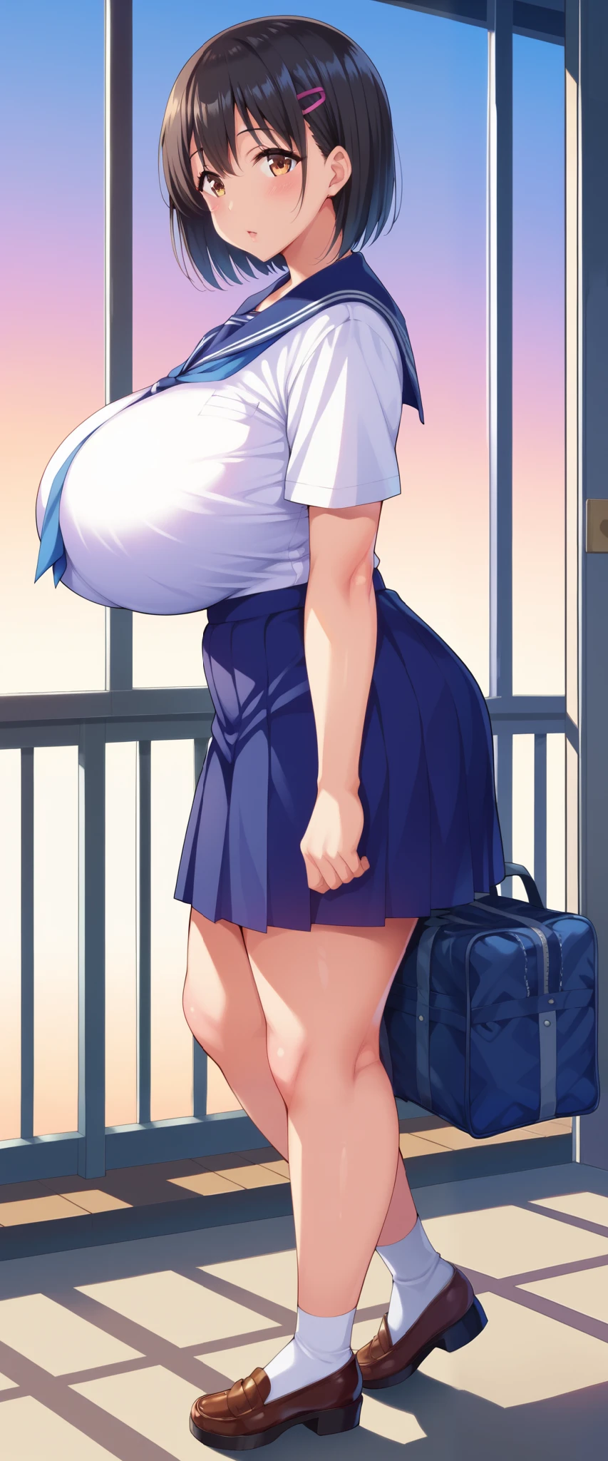 (a giantess hugging a girl: 1.5), (2girls:1.4), (height_difference:1.3), (size_difference:1.1), minigirl, sports uniform, (giantess:1.2), (from below: 1.2), (foreshortening:1.2), (a girl below the breasts of a giantess: 1.3), professionally drawn, (anime drawing:1.1), (simple bold lines: 1.1), (anime:1.1), (very cute anime girl), (bright), (low contrast), (prettiest age girl), (mature face: 1.4), (tall girl with big ass: 1.2), (looking at another: 1.2), (yuri:1.1), (two girls looking at another: 1.2), (full body: 1.1), (scared minigirl :1.1), (smiling giantess)