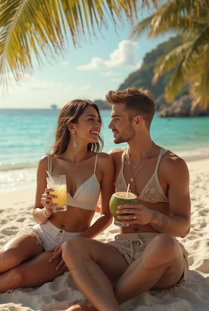Realistic man and wife 25-35 years old, On the Caribbean boat, black hair, brown eyes, eating açaí , with friends Ultra HD, high qualiy, best qualityer, high resolution, 8k, 16K