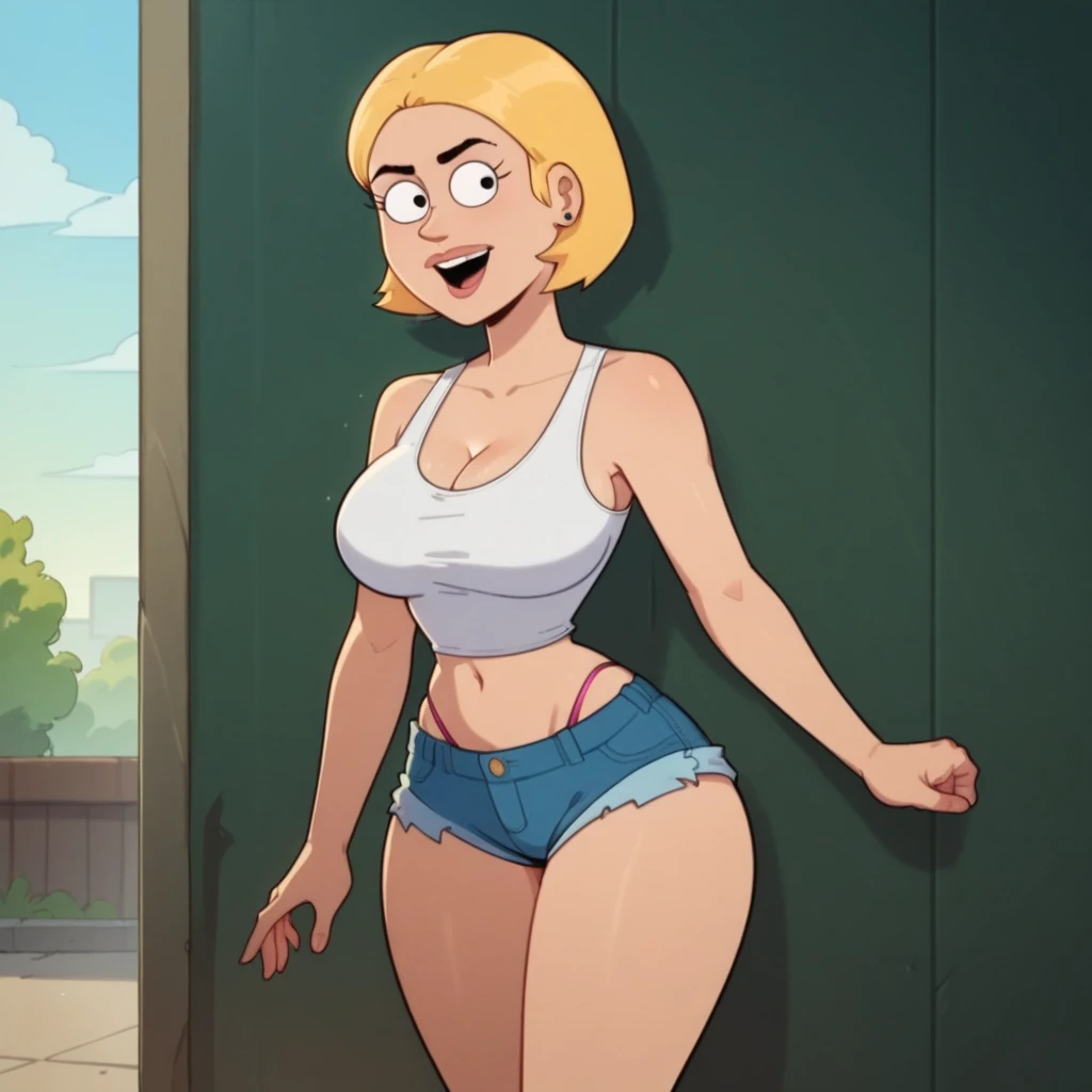 Gwen Stacy, ripped muscle, muscular body, pale skin, smile(blush), nude, sixpack abs, [ultra detailed skin:1.2], 8k uhd, pussy, full body, crowd, public, night, standing,