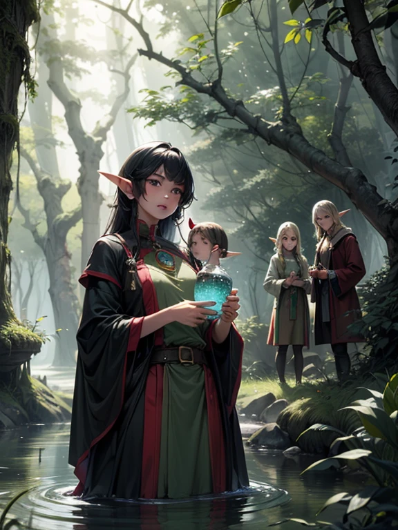 multiple girls, 3girls,books,short hair,excited smile
An enchanting woman with flowing, emerald-green hair adorned with delicate woodland flowers. Her eyes are a deep forest green, mirroring the serenity of her surroundings. She stands in a magical grove, where ancient trees are intertwined with glowing vines, creating a sanctuary for mythical creatures and spirits.
<lora:tw:0.6>
masterpiece, best quality, official art,