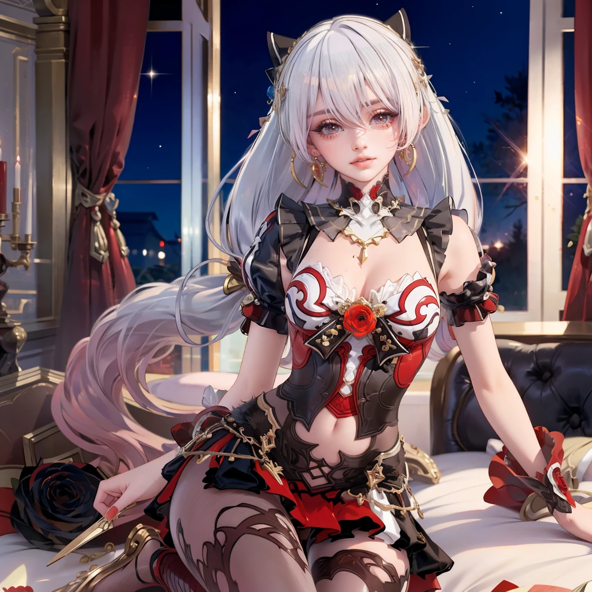 ((Anime style)) Beautiful girl. A world of swords and sorcery. Underwear. Miniskirt. Pubic hair. Sitting. --auto --s2