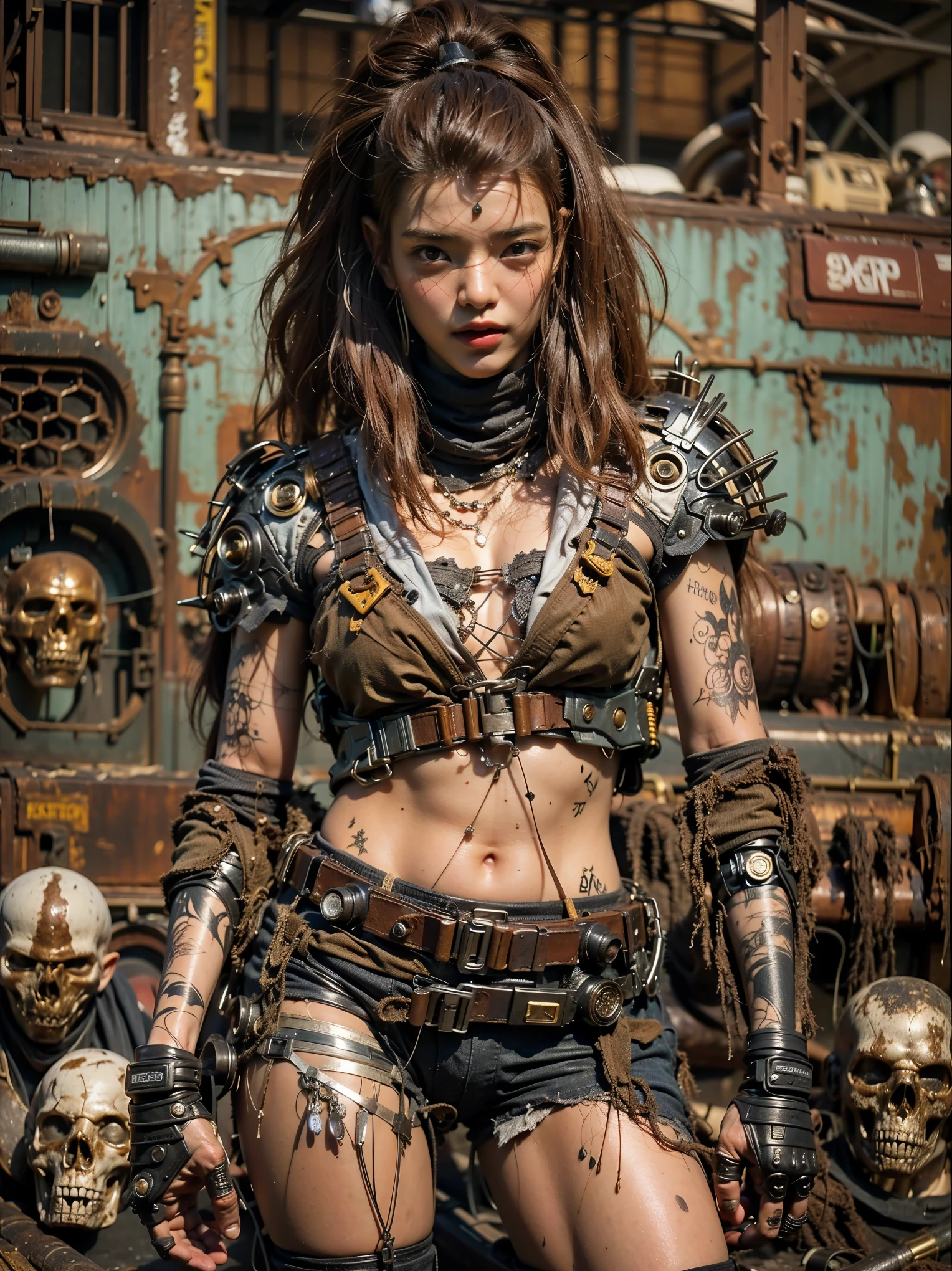 (Completely live action:1.37), (xtremely realistic textures:1.37), (masterpiece, best quality:1.2), (8k uhd, 16k, 32k, ultra high res), amazingly realistic skin, amazingly realistic photo, superrealism, (photorealistic:1.37), (RAW photo), extremely realistic, (extremely realistic all details), (extremely realistic all textures), extremely realistic lighting, extremely realistic shadow, (japanese girl:1.5), ((young face)), smiling, happy, extremery realistic face, extremely realistic skin, extremely realistic eyes, extremely realistic background, extremely realistic detail up, kkw-ph1, ((extremely intricate details, mechanical armor, dark elf, dark skin, elf ear))